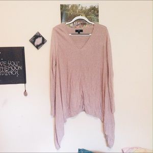 Salmon Pink Large V-neck long sleeve Sweater