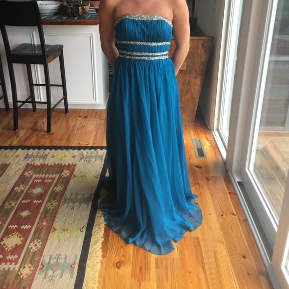 PRICE DROP!! La Femme dark teal gown - Picture 1 of 4