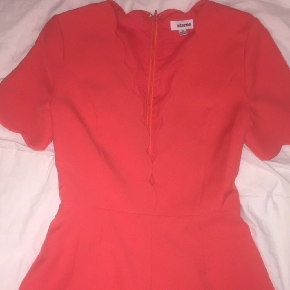 Coral scalloped romper