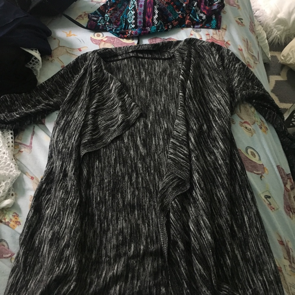 Gray and black waterfall cardigan