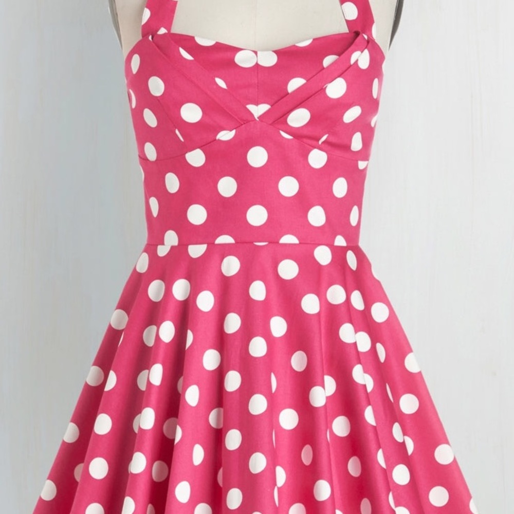 Cake pop truck dress in pink and white Large