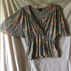 Banana Republic Light Blue Floral Print Top