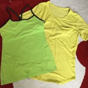 Lululemon bundle neon tops size 6 tank and tshirt