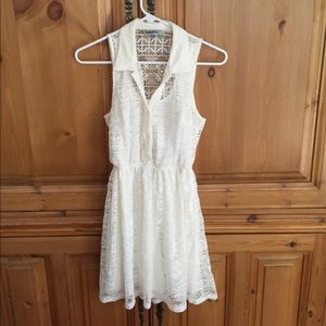 Crochet Off White Sleeveless Casual Dress SZ Med