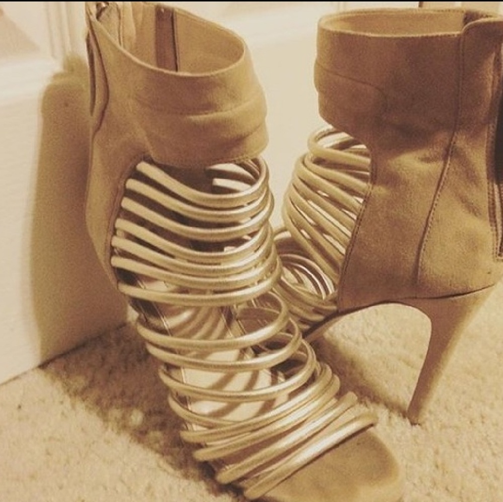 Guess gold strappy heels
