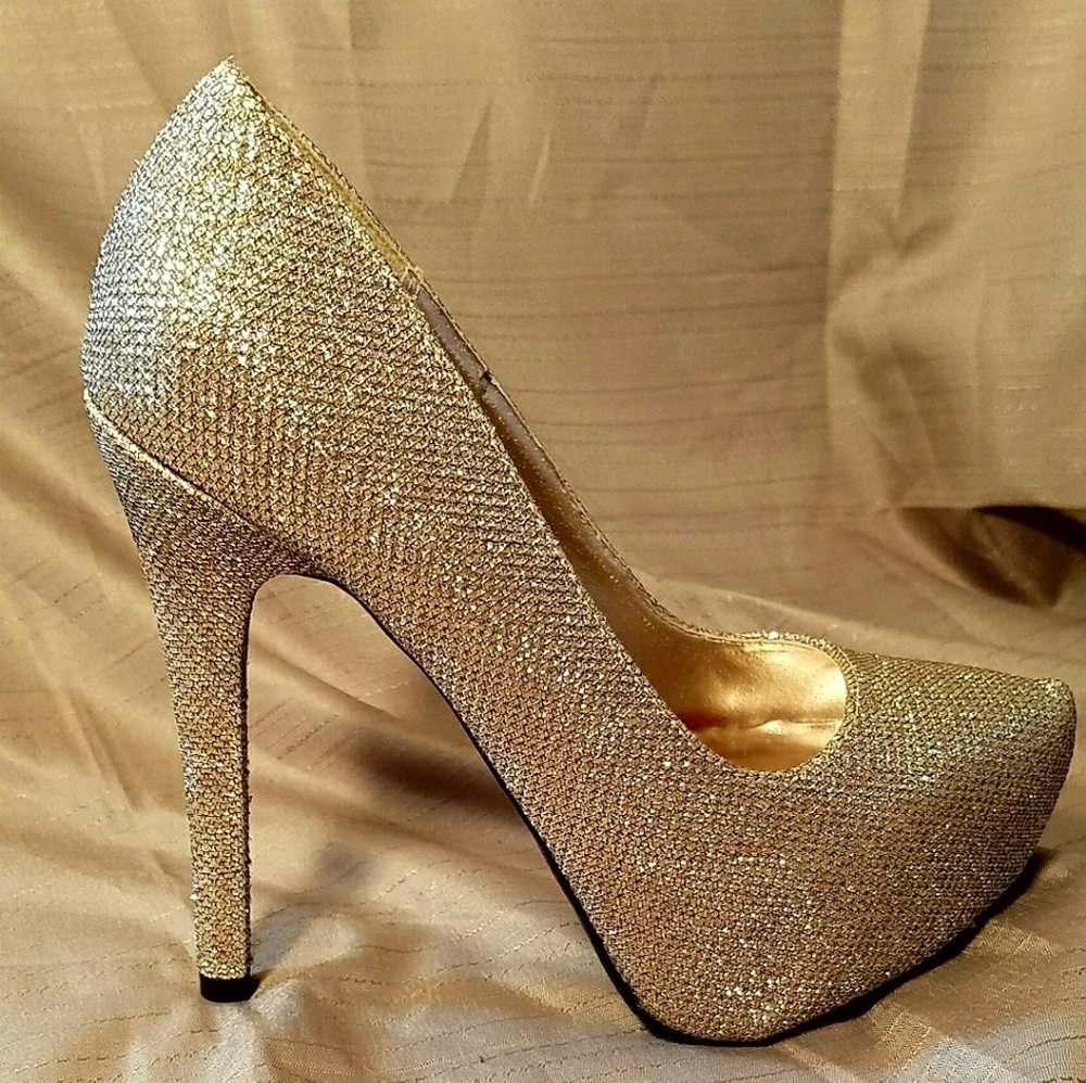 Charlotte Russe Glitter Gold Heels
