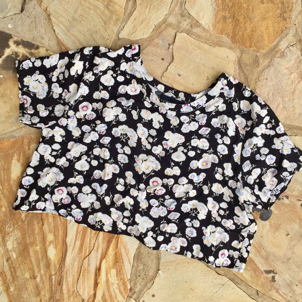 Mink Pink Flower Crop Top with Open Back