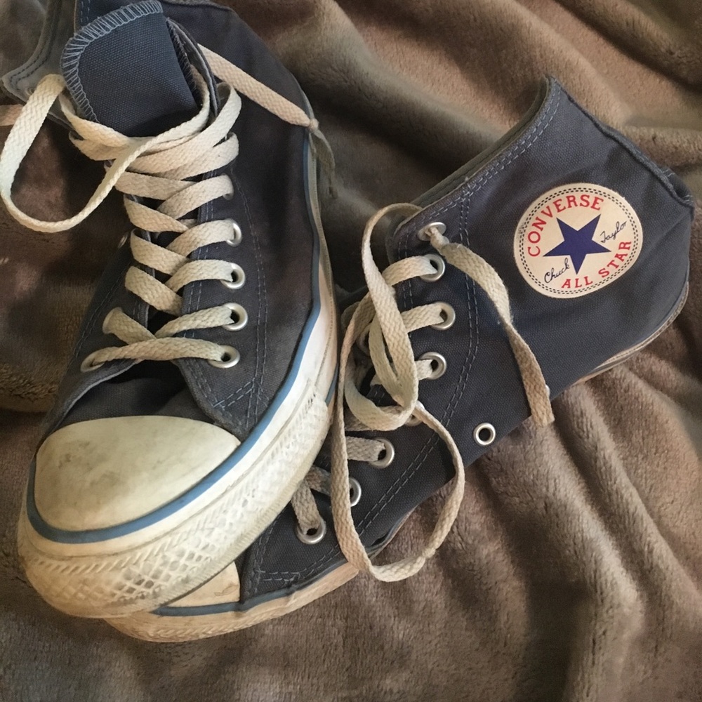 Blue converse all star high tops