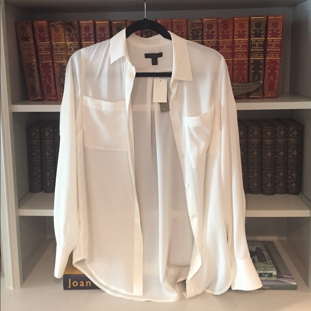 J Crew cream silk blouse