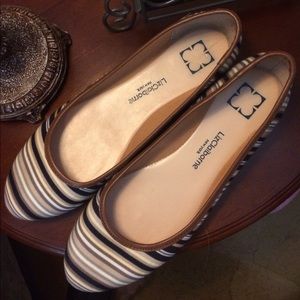 Liz Claiborne striped canvas flats