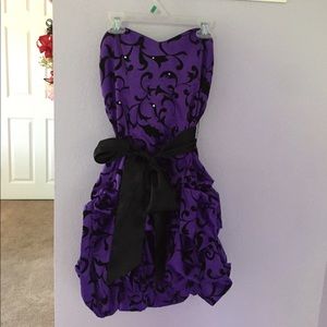 Purple and Black Strapless Dress