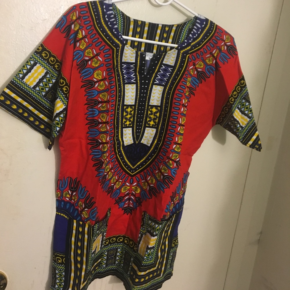 Red multi colored Dashiki