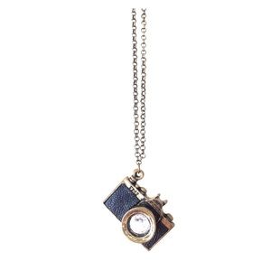 Antique-like Brass Camera Necklace