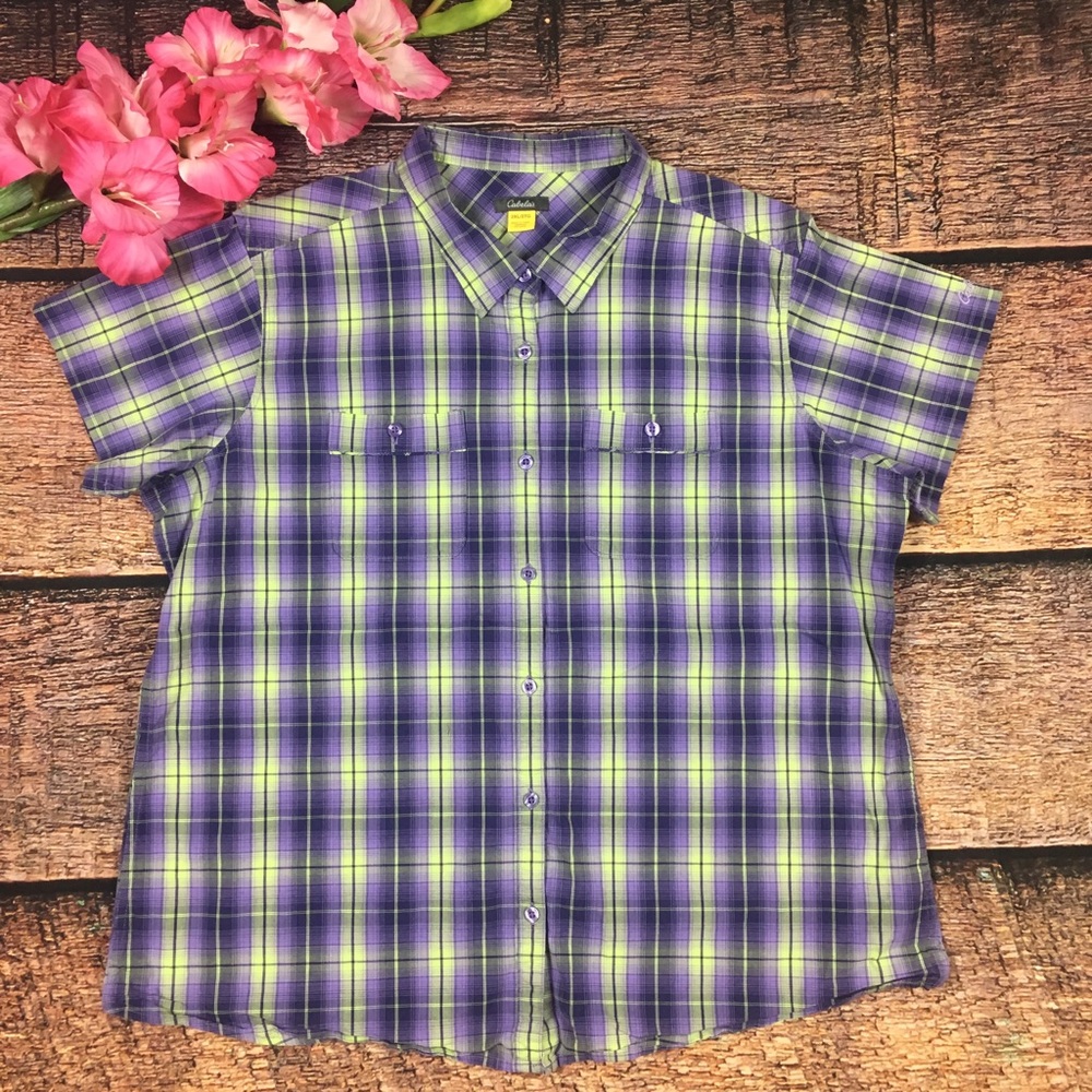 Cabela's Women's Plaid Shirt Button Down Size 2XL