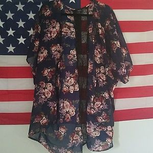 Floral sheer kimono