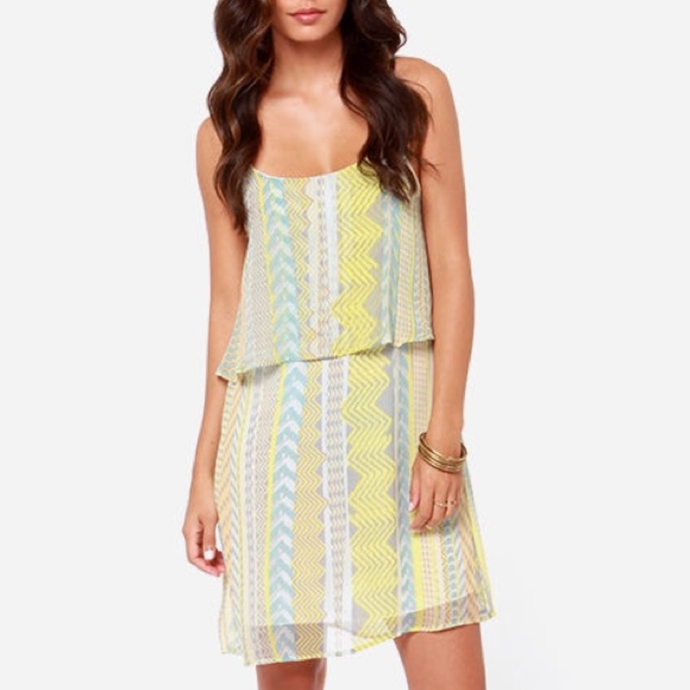 Lulu's Yellow Print Dress Size Small