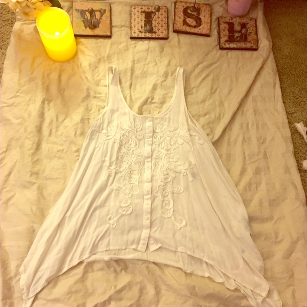 Free people white embroidered top