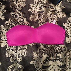 Pink strapless padded bandeau VS bra