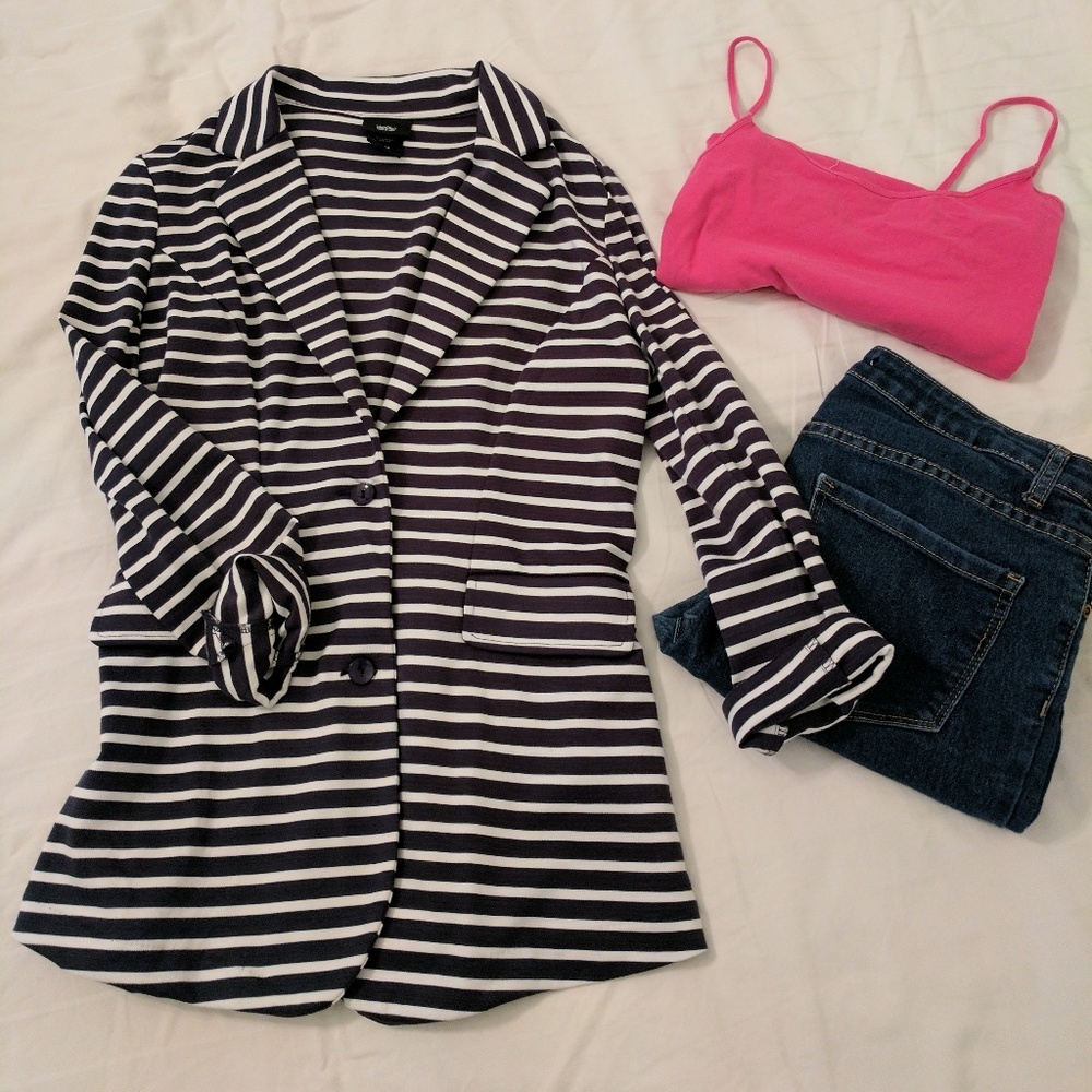 NWOT. Merona Navy & White Blazer