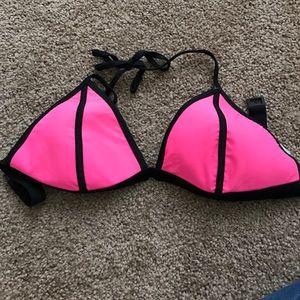 Pink and black bikini top