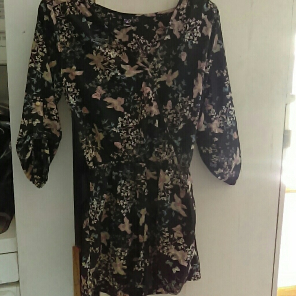 Windsor bird and floral print romper