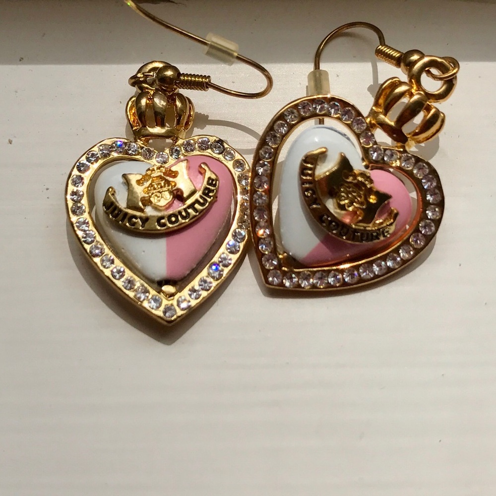 Juicy Couture Pink and White Heart Earrings