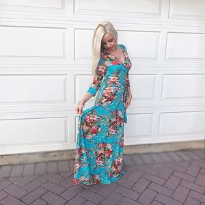PinkBlush turquoise wrap dress