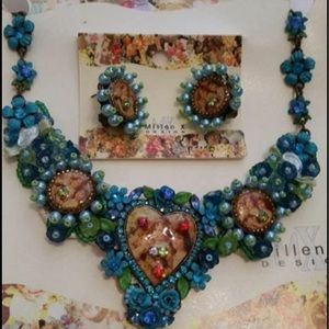 Beaded Heart Necklace & Earrings 🎁🎁