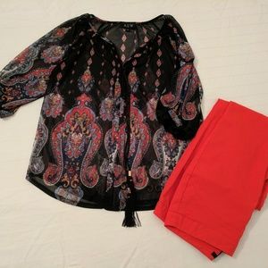 NWOT Boho blouse with tassels