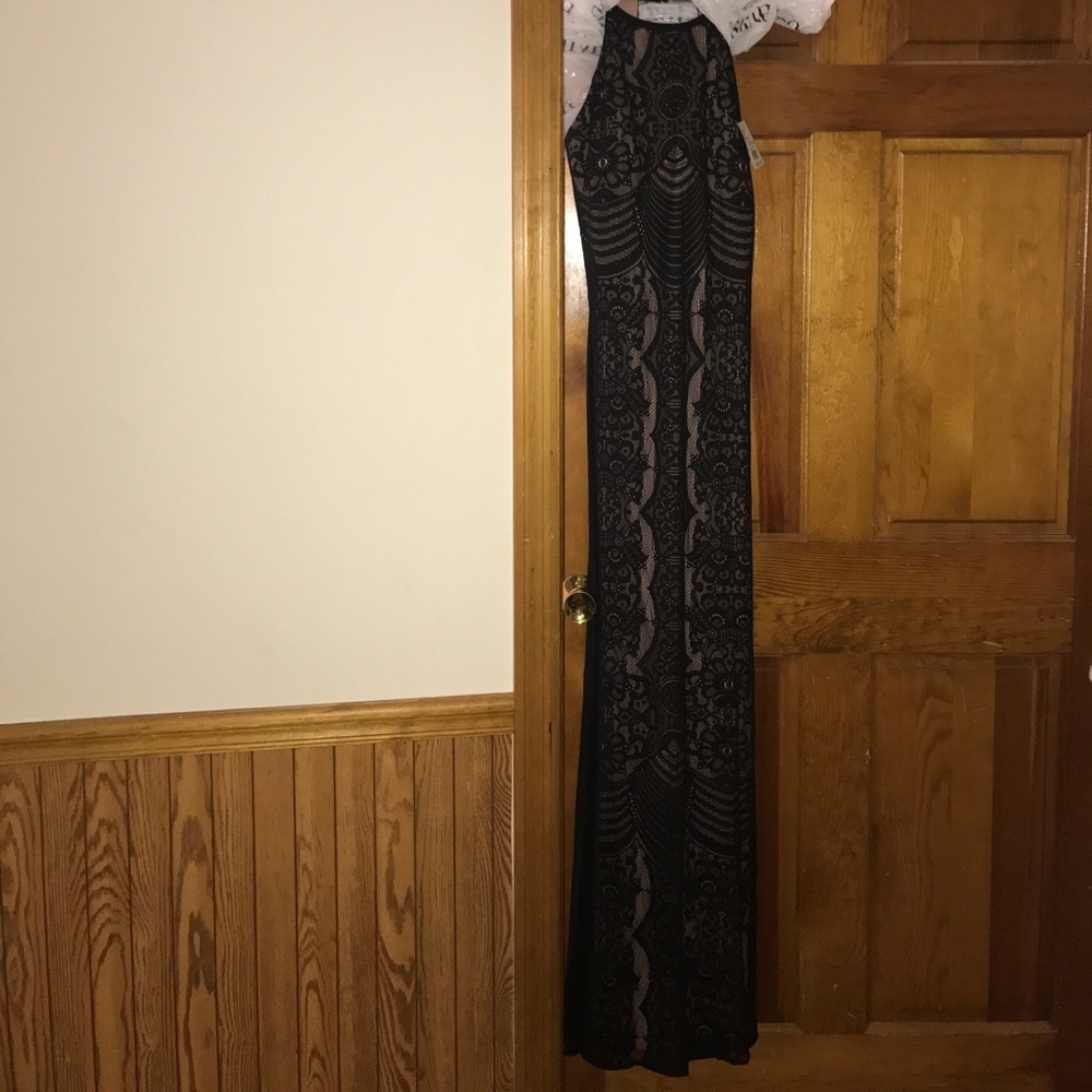 Black lace prom dress
