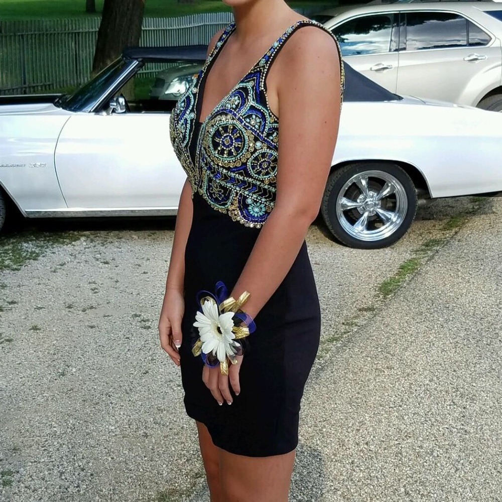 Beaded black homecoming dress