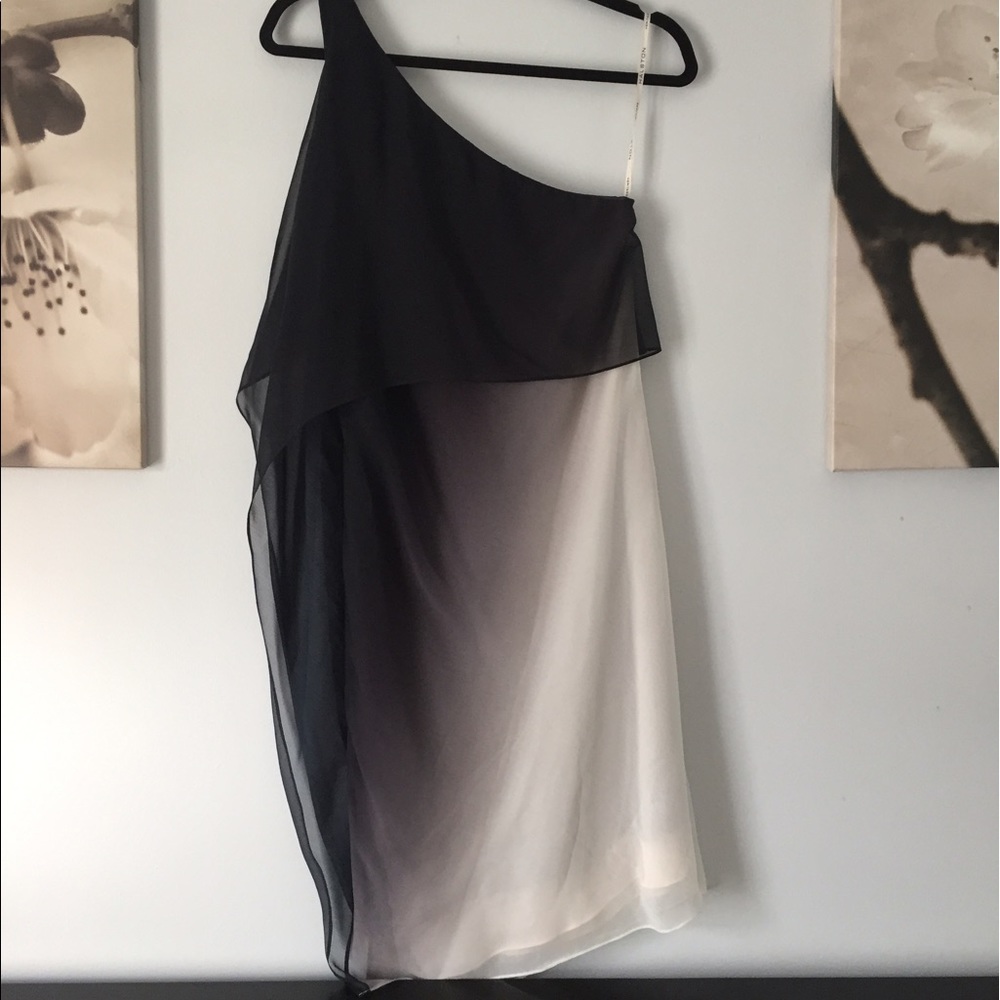 SOLD!!! HALSTON Crinkle Ombre One-Shoulder Dress - Picture 6 of 6