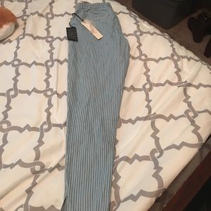 Blue and White vertical stripe pants