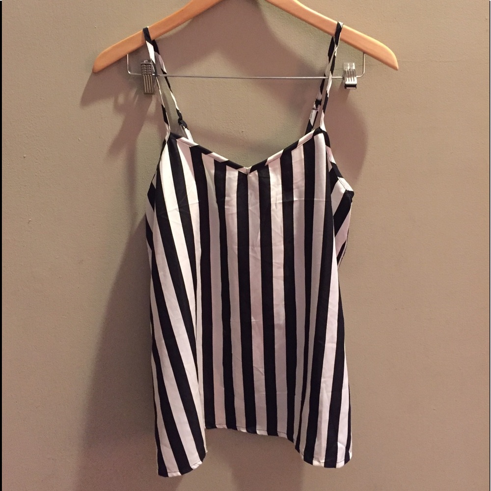 Boohoo black and white striped tank top
