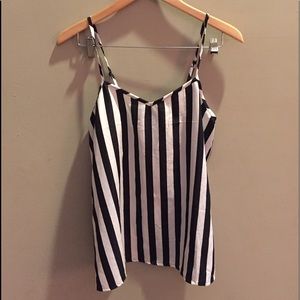 Boohoo black and white striped tank top