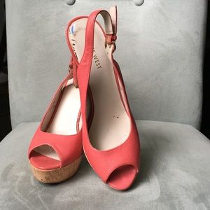 Nine West leather coral peep toe strap heel