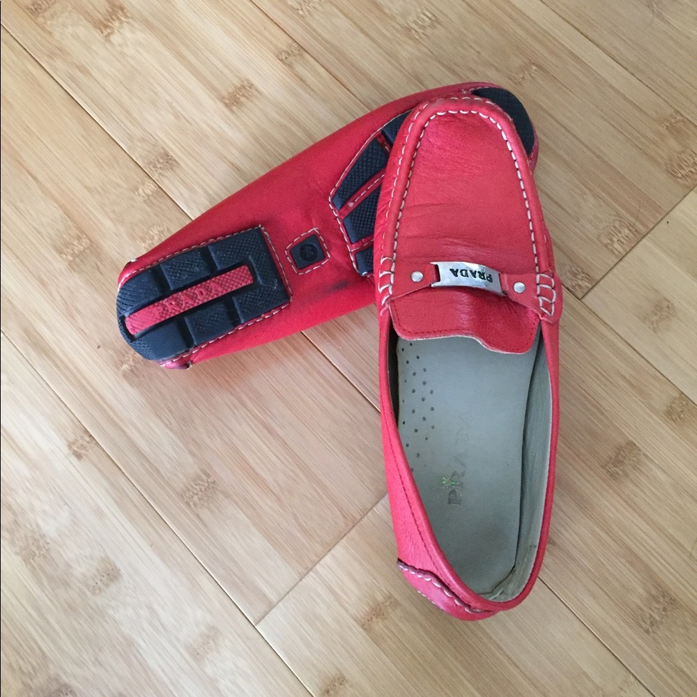 Prada Red Mocasines