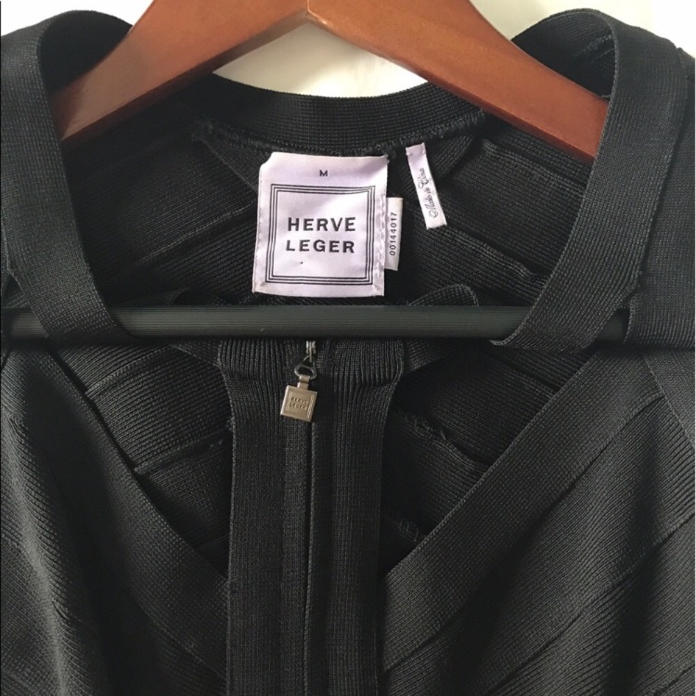 Herve leger black mini with cutouts and zipper