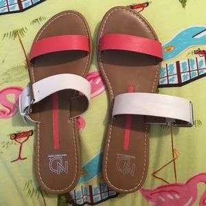Pink and white two strap sandals! Worn once!