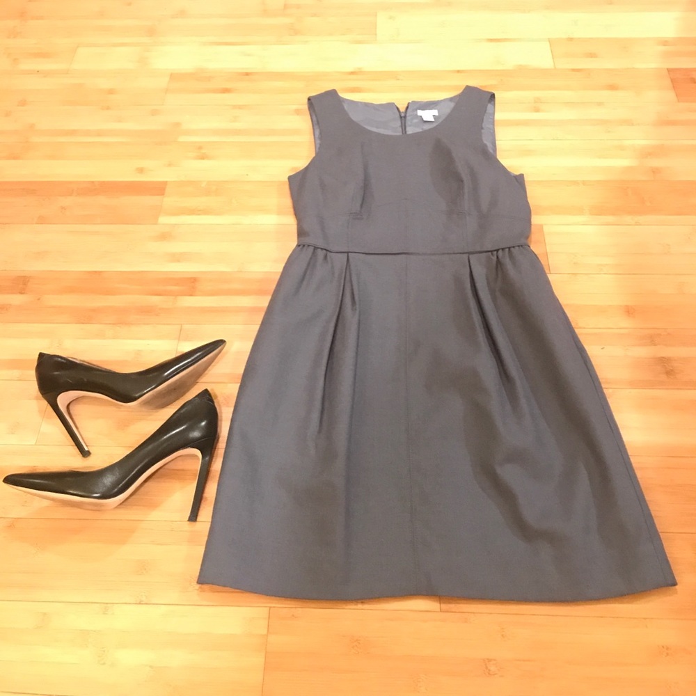 JCrew Gray/Blue (steel blue) Wool dress w pockets.