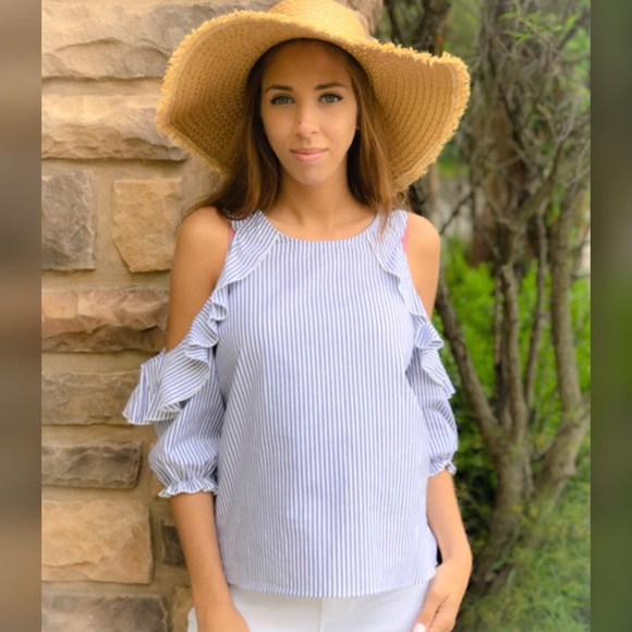 Cold Shoulder Ruffle Top - Picture 2 of 5