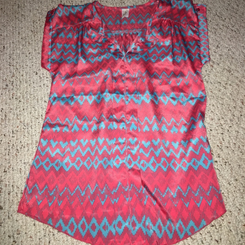 Salmon/turquoise blouse