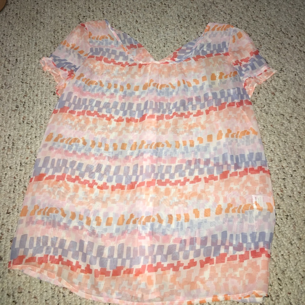 Short sleeve multi colored blouse