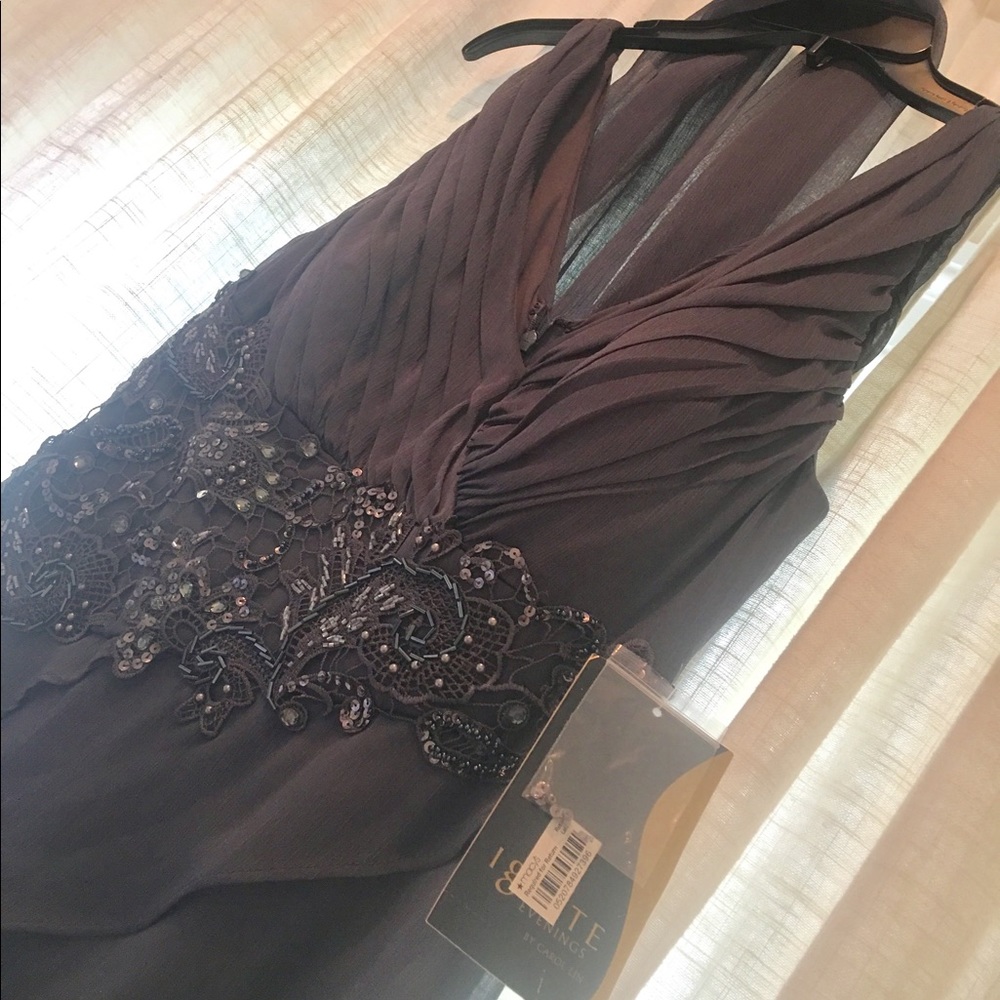 Stunning beaded V Neck dress with Tiered Skirt