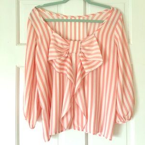 Pink and white striped top