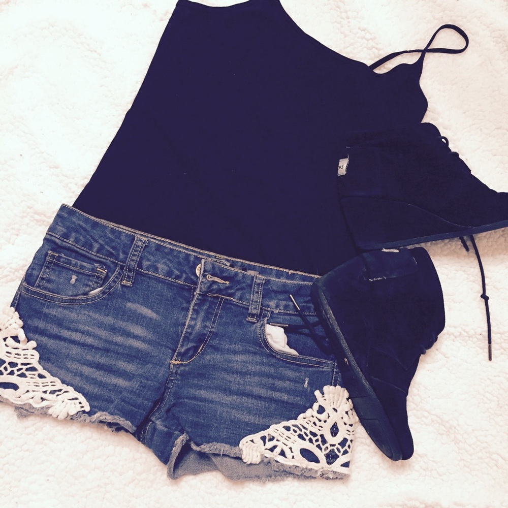 Jean Shorts With Lace