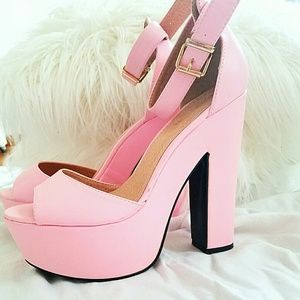 Public Desire light pink platform heels
