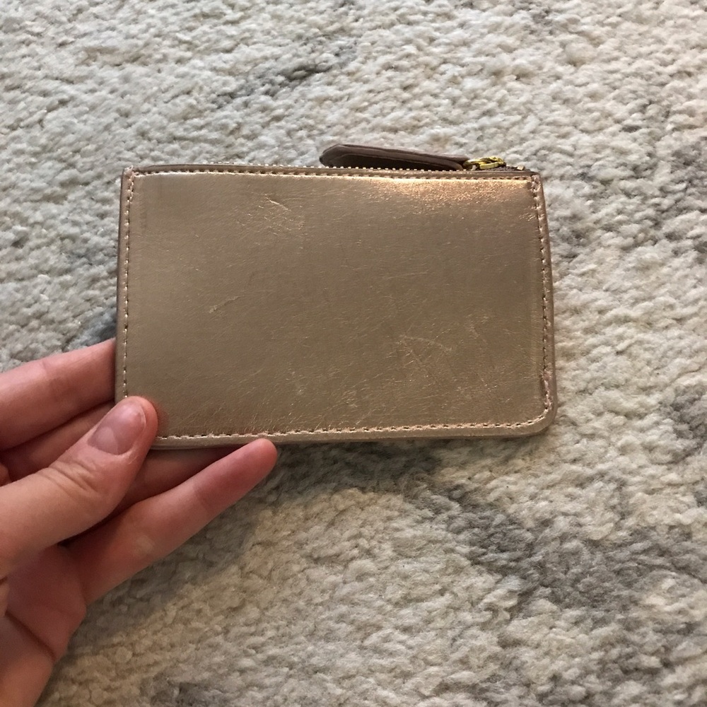 Rose gold synthetic leather zippered coin purse - Picture 3 of 4