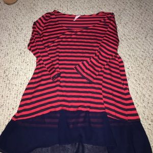 Navy and blue striped shirt