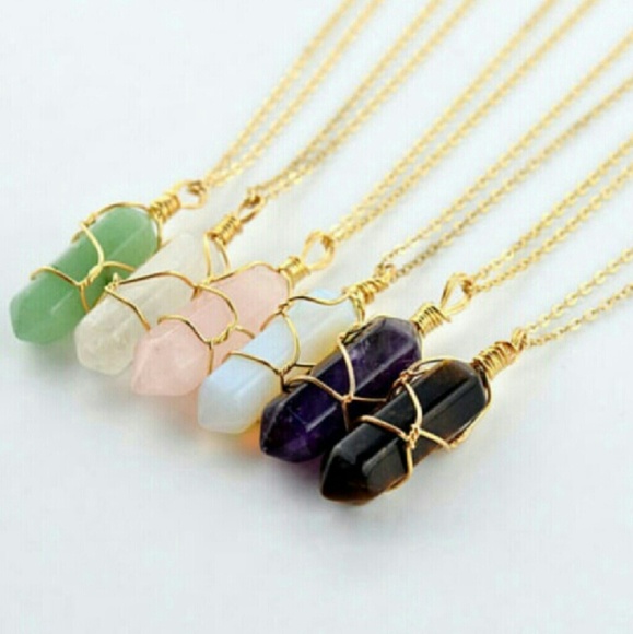 Brand New Gem Pendant Gold Necklace - Picture 2 of 7